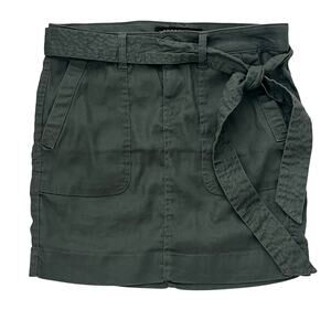 Liverpool Los Angeles Stretch Linen Blend Belted Army Green Skirt ~ Women's 0/25